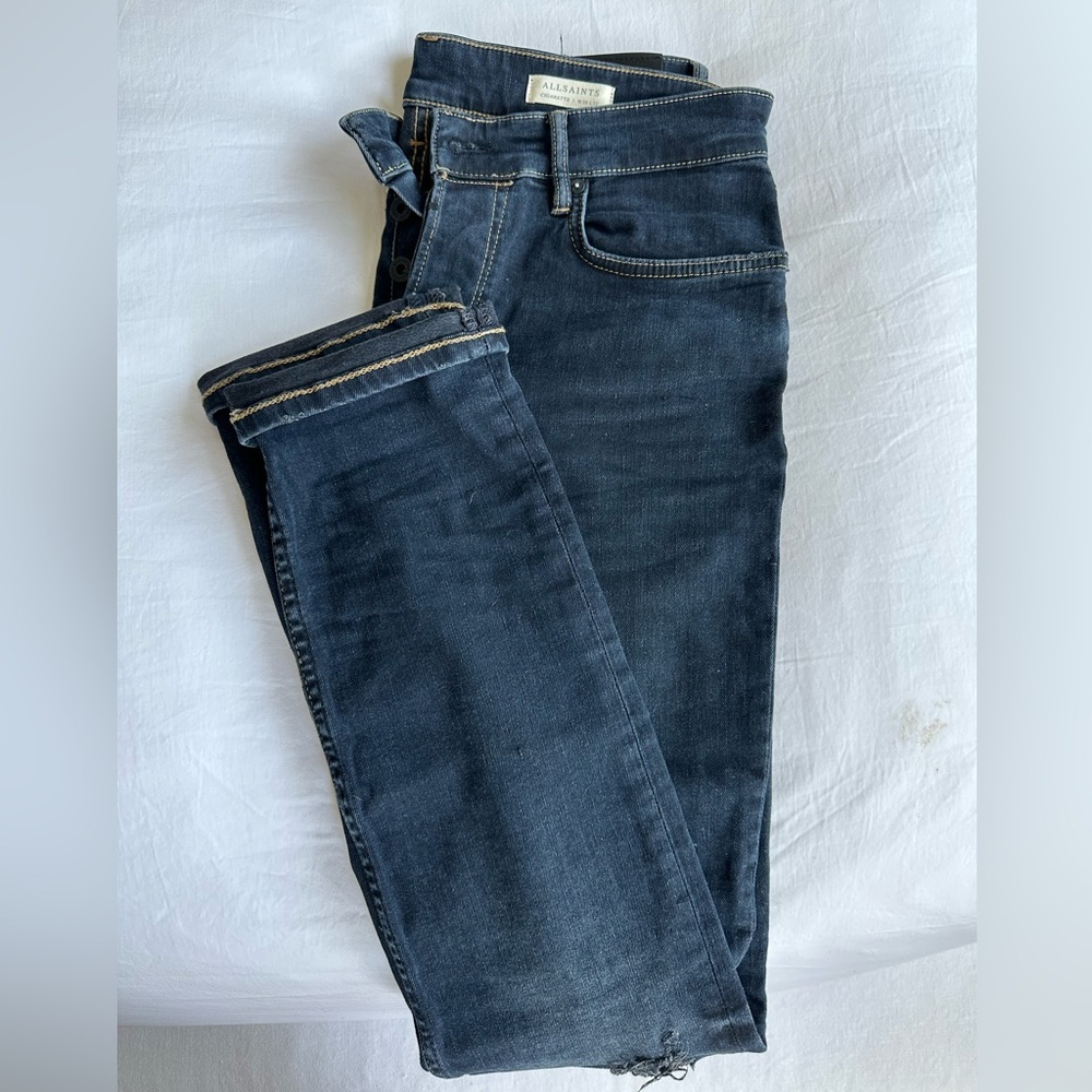 ALL SAINTS Cigarette Skinny Jeans Men Waist 30 x 32 dark blue Button Fly